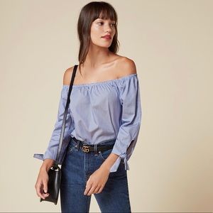 Reformation Reese Top off the shoulder tie M